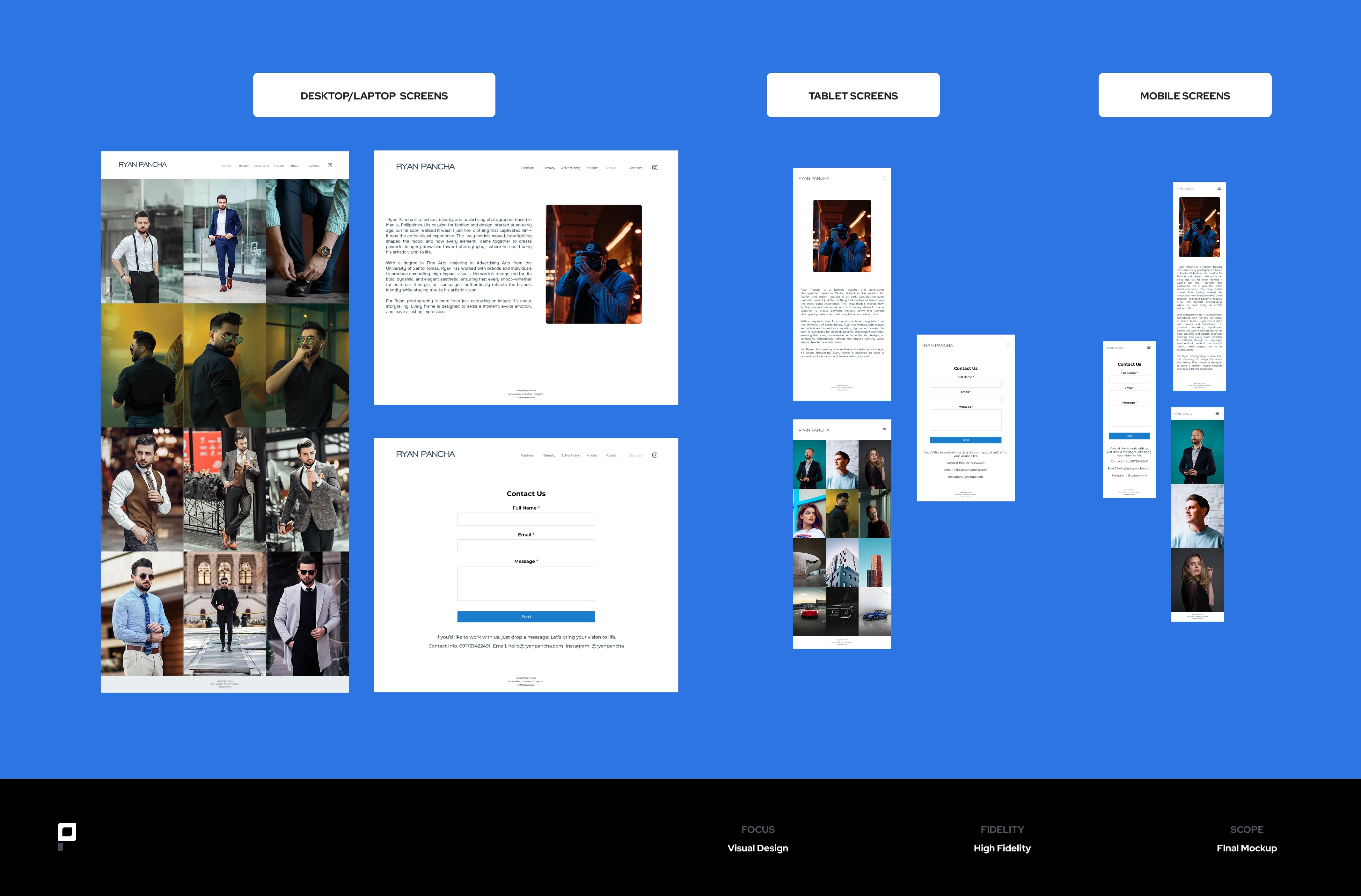 Final Mockup Phase of the Photography Portfolio Website